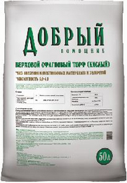 Верховой сфагновый торф (кислый) Добрый помощник 50 л. рец.№40
